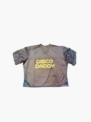 HOLR Black Mesh Long Crop - Disco Daddy Gold Foil Letters