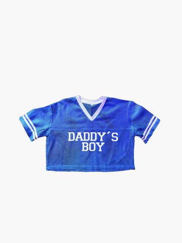 HOLR Athletic Mesh Statement Crops - Daddy's Boy Royal Blue with White Letters